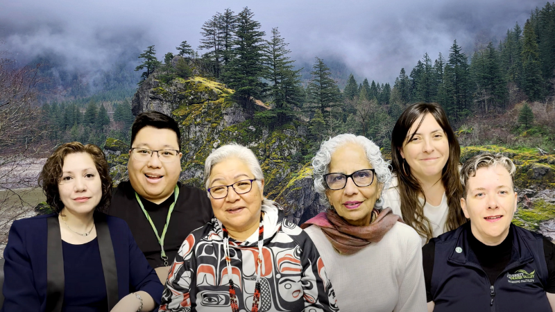 Group photo of those involved in the video project in front of Bad Rock