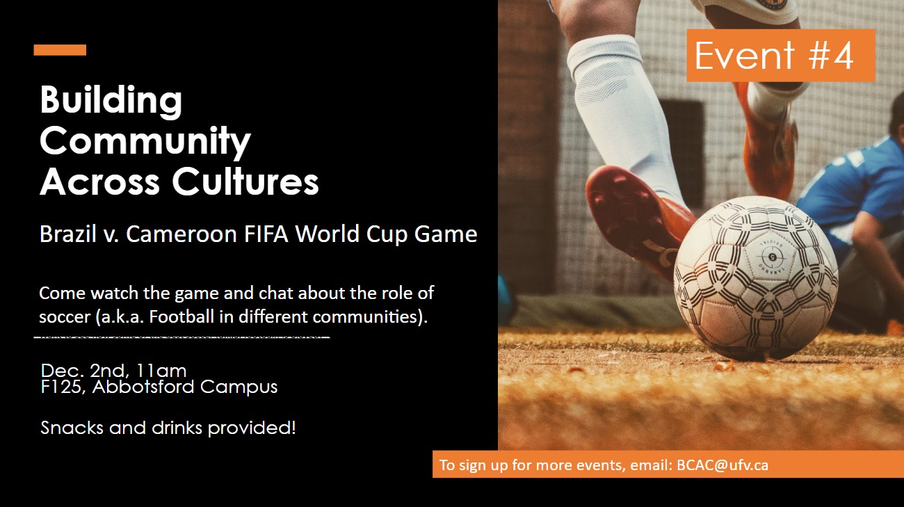 BCAC Brazil Vs Cameroon FIFA World Cup Game Watch Party UFV Events BCAC Brazil Vs Cameroon FIFA World Cup Game Watch Party UFV Events