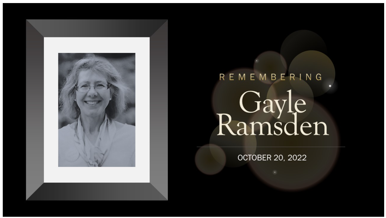 Memorial Gathering for Colleague and Friend, Gayle Ramsden